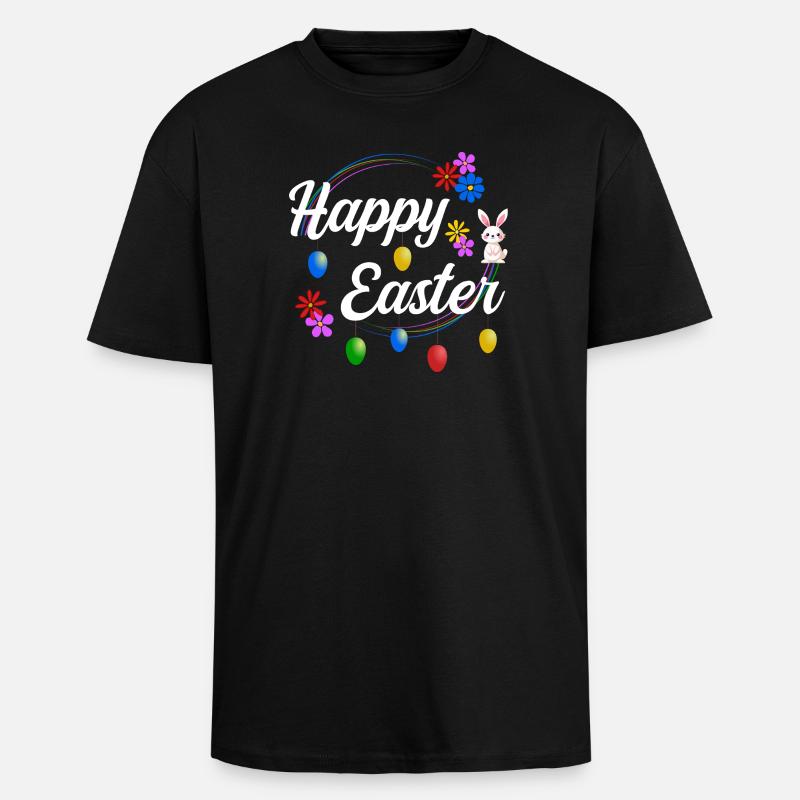 Happy Easter - Oversized Heavyweight Unisex T-Shirt - Schwarz