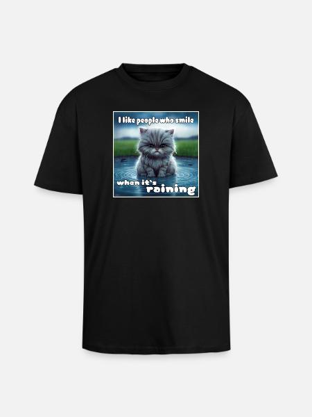 Cat in the rain - Unisex Oversized Heavyweight T-shirt - black