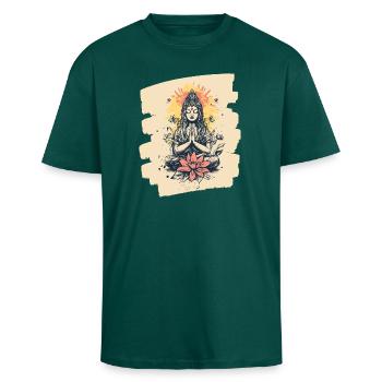 Yoga Namaste Meditation - Oversized Heavyweight Unisex T-Shirt - hunter Green - Vorne - Alina (178cm) & Michal (187cm)