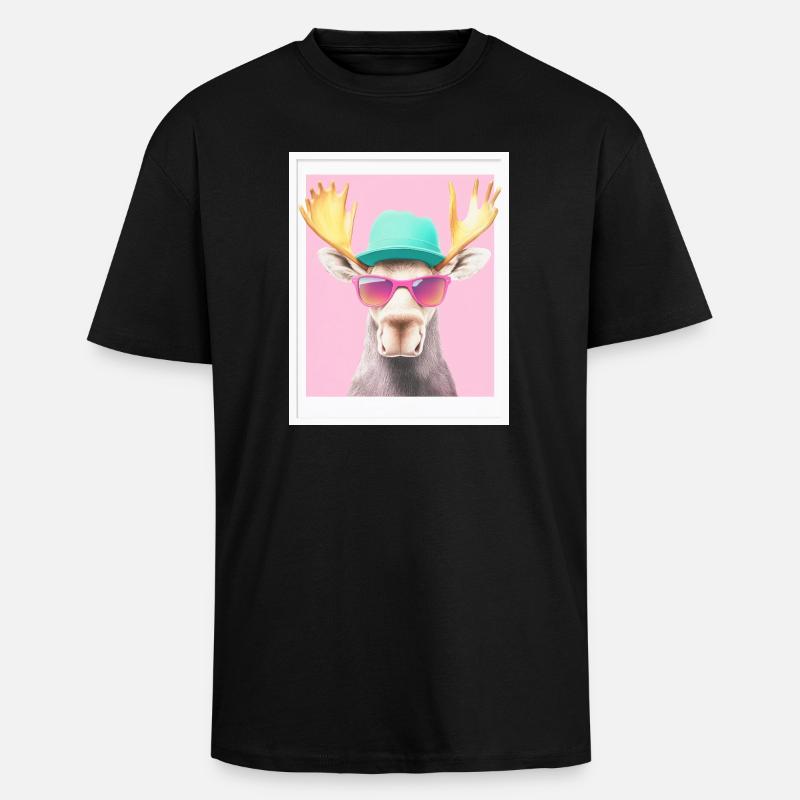 Elch - Oversized Heavyweight Unisex T-Shirt - Schwarz