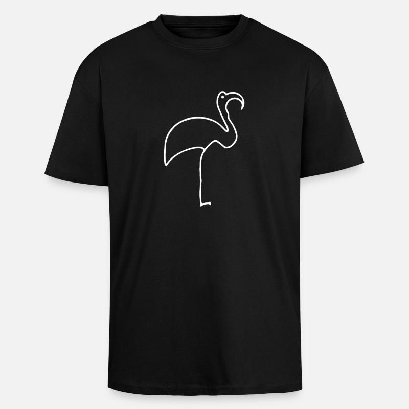 Flamingo - Oversized Heavyweight Unisex T-Shirt - Schwarz