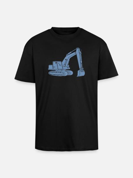 Bagger Silhouette Baugeräteführer Tiefbau - Oversized Heavyweight Unisex T-Shirt - Schwarz