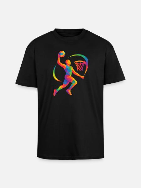 Polygon Basketball Player - Unisex Oversized Heavyweight T-shirt - black