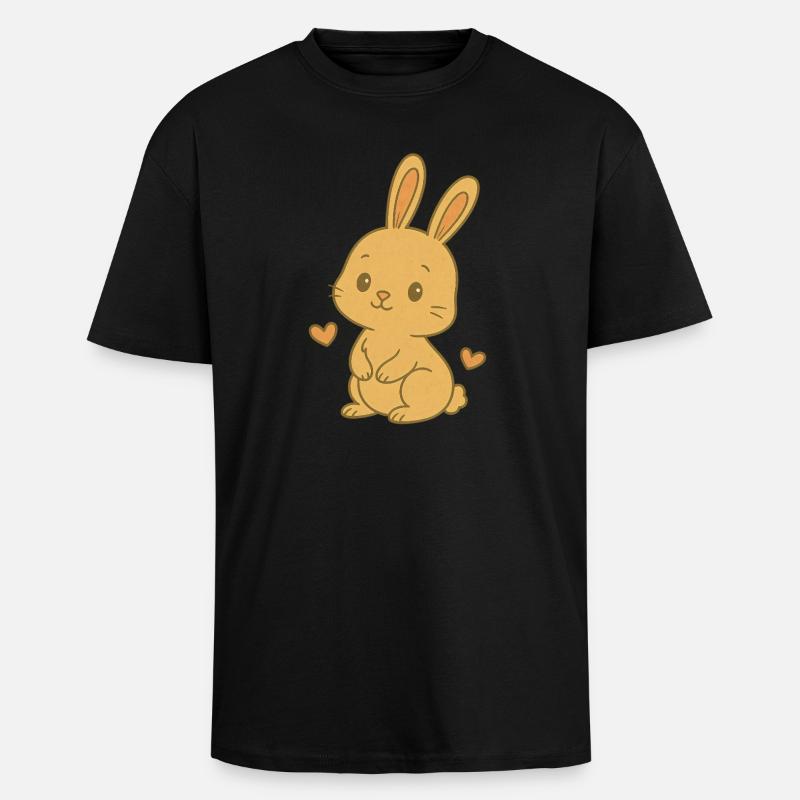 Bunny Bunny Spring Summer Easter Garden - Unisex Oversized Heavyweight T-shirt - black