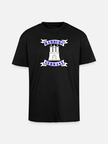 Hamburg Germany , Hammerburg - Unisex Oversized Heavyweight T-shirt - black