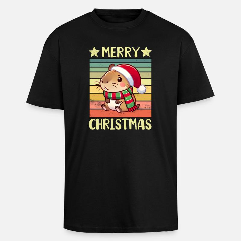 Noël de Capybara - T-shirt unisexe oversize épais - noir