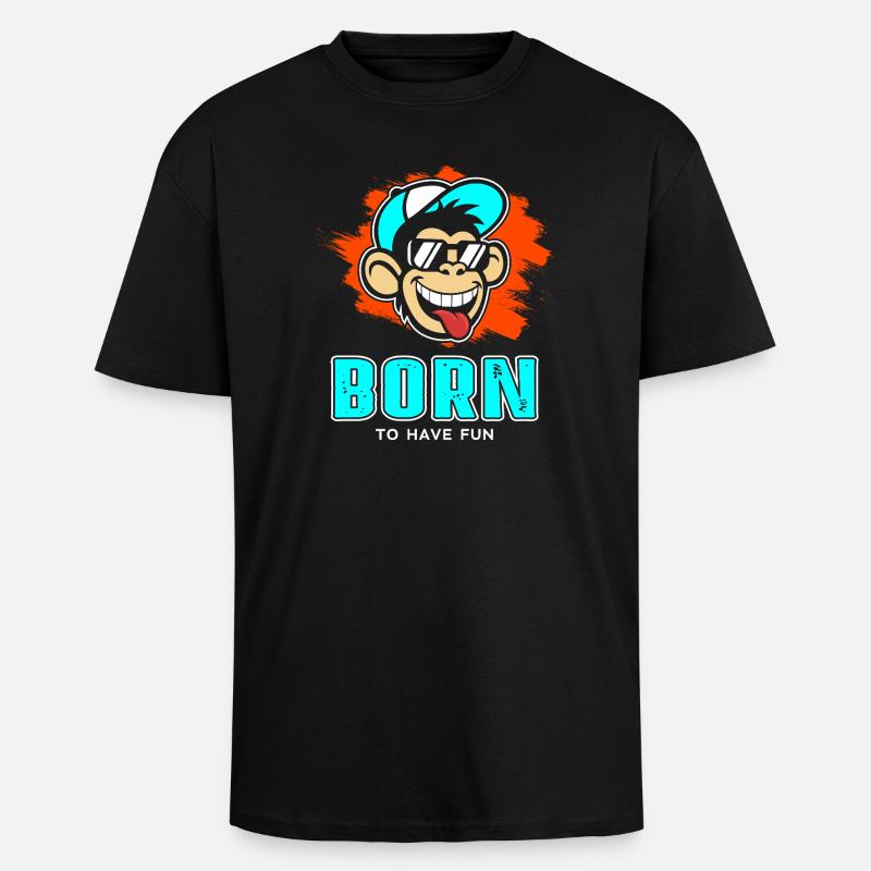 Born - Oversized Heavyweight Unisex T-Shirt - Schwarz