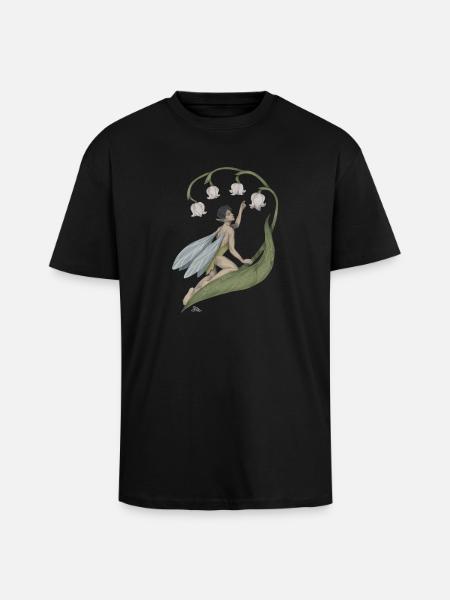 Pixie mit Maiglöckchen - Oversized Heavyweight Unisex T-Shirt - Schwarz
