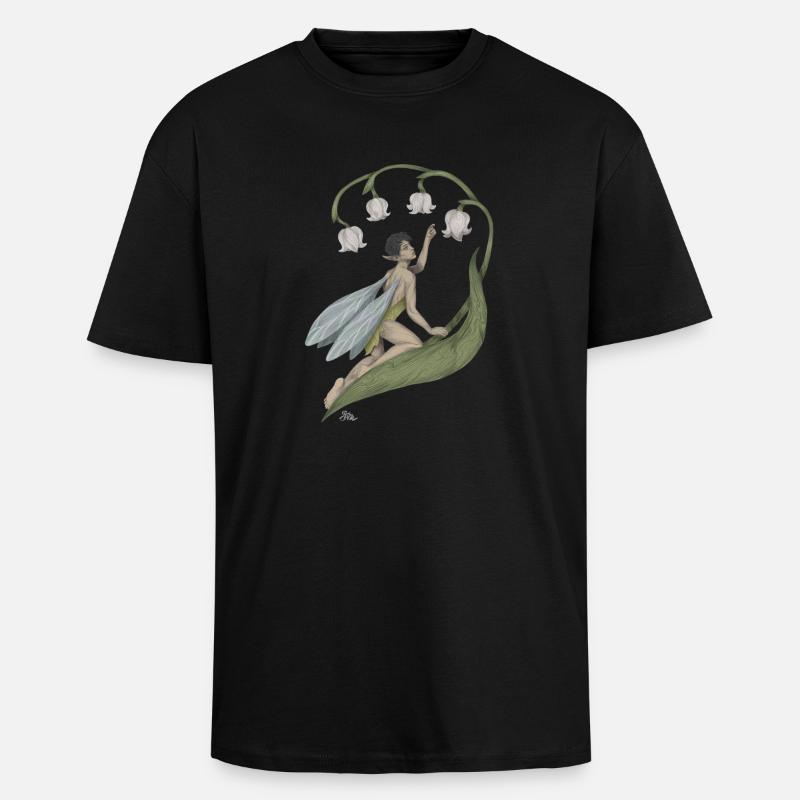Pixie mit Maiglöckchen - Oversized Heavyweight Unisex T-Shirt - Schwarz