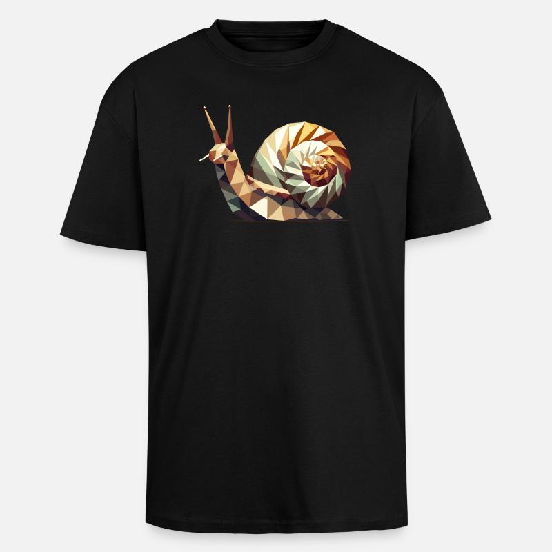 Geometric Snail – Stylized Low-Poly Art - Unisex Oversized Heavyweight T-shirt - black