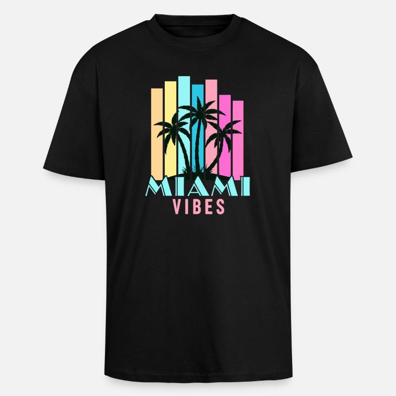 Vibrations de Miami - T-shirt unisexe oversize épais - noir