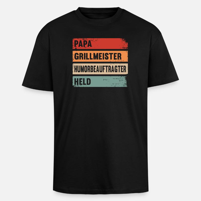 Papa Grillmeister Held - Oversized Heavyweight Unisex T-Shirt - Schwarz