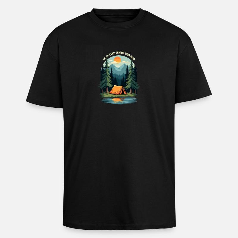 Camping Love - relax your mind - Unisex Oversized Heavyweight T-shirt - black