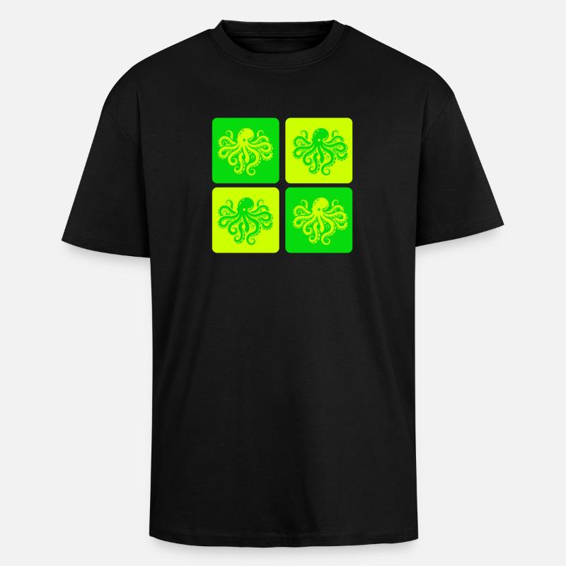 Pop Oktopus – Meer Style - Oversized Heavyweight Unisex T-Shirt - Schwarz