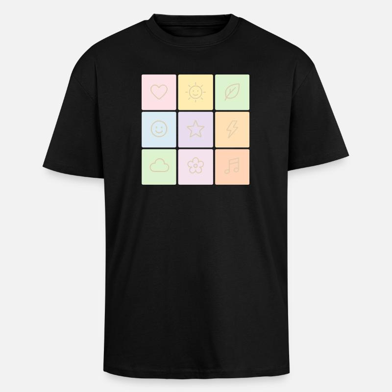 Pastel Bento Vibes - Unisex Oversized Heavyweight T-shirt - black