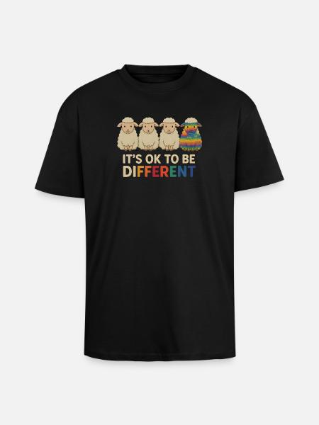 Det er OK at være anderledes – Neurodivergente får - Unisex oversized heavyweight t-shirt - sort
