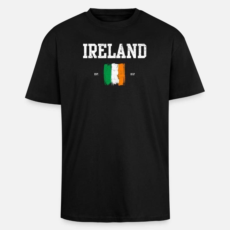 Drapeau de l’Irlande Brushstroke Design - T-shirt unisexe oversize épais - noir