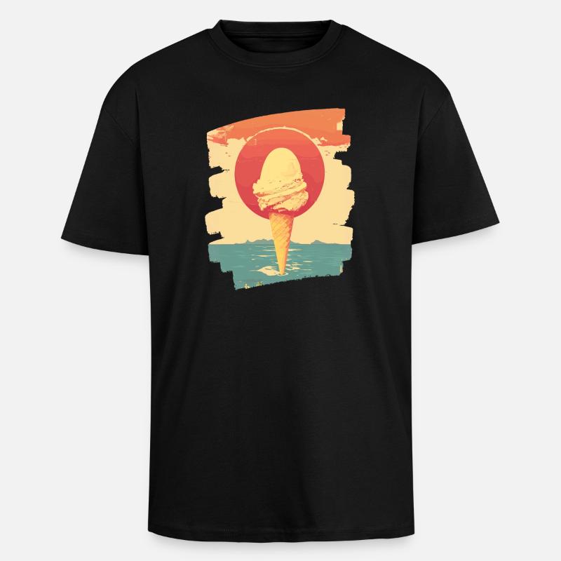 Eis und Eiscreme Kugel - Oversized Heavyweight Unisex T-Shirt - Schwarz