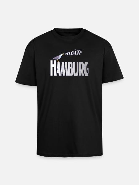 Hamburg Möwe & Moin Design - Oversized Heavyweight Unisex T-Shirt - Schwarz