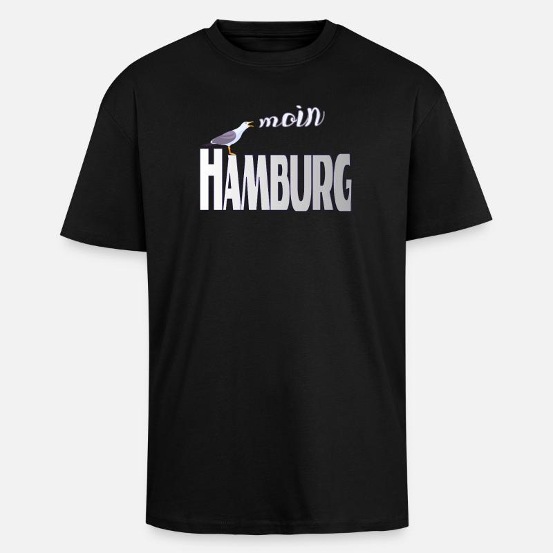Hamburg Möwe & Moin Design - Oversized Heavyweight Unisex T-Shirt - Schwarz
