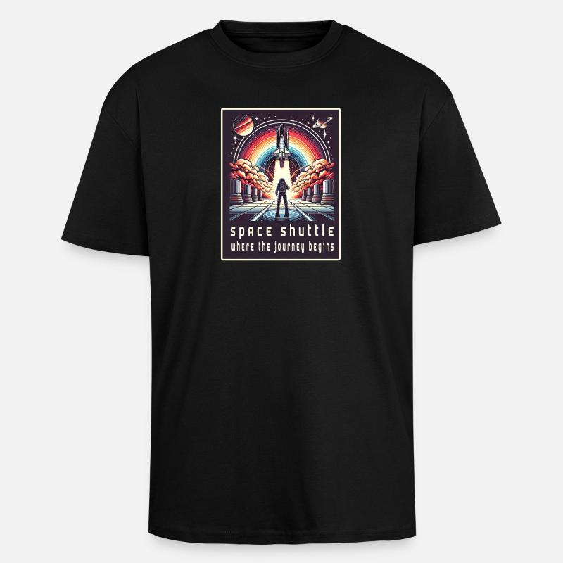 Navette spatiale - Le voyage commence - T-shirt unisexe oversize épais - noir