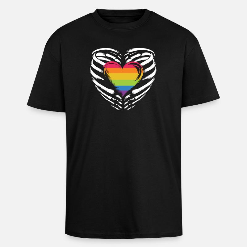 LGBTQ Pride Monat - Regenbogenherz - Oversized Heavyweight Unisex T-Shirt - Schwarz