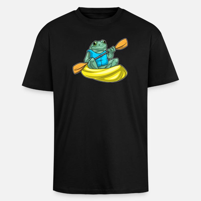 Frosch Kayak Paddel - Oversized Heavyweight Unisex T-Shirt - Schwarz