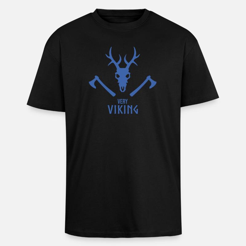 Wikinger Totenschädel Emblem mit Äxten - Oversized Heavyweight Unisex T-Shirt - Schwarz
