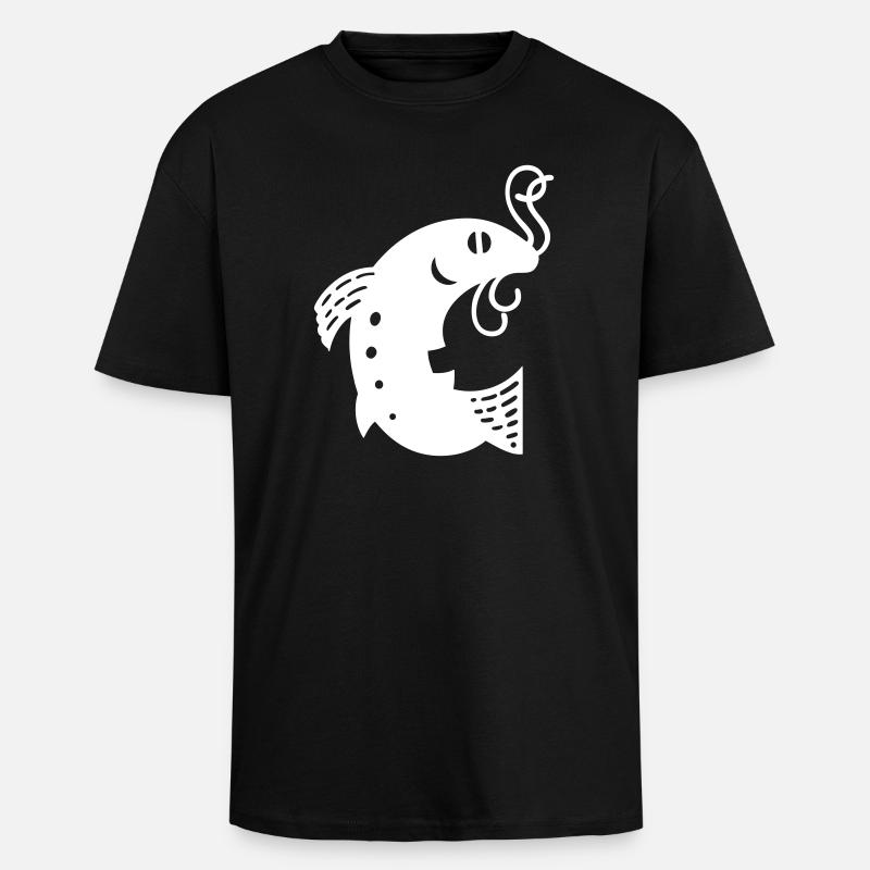 Poisson sur l’hameçon blanc Vectographie - T-shirt unisexe oversize épais - noir