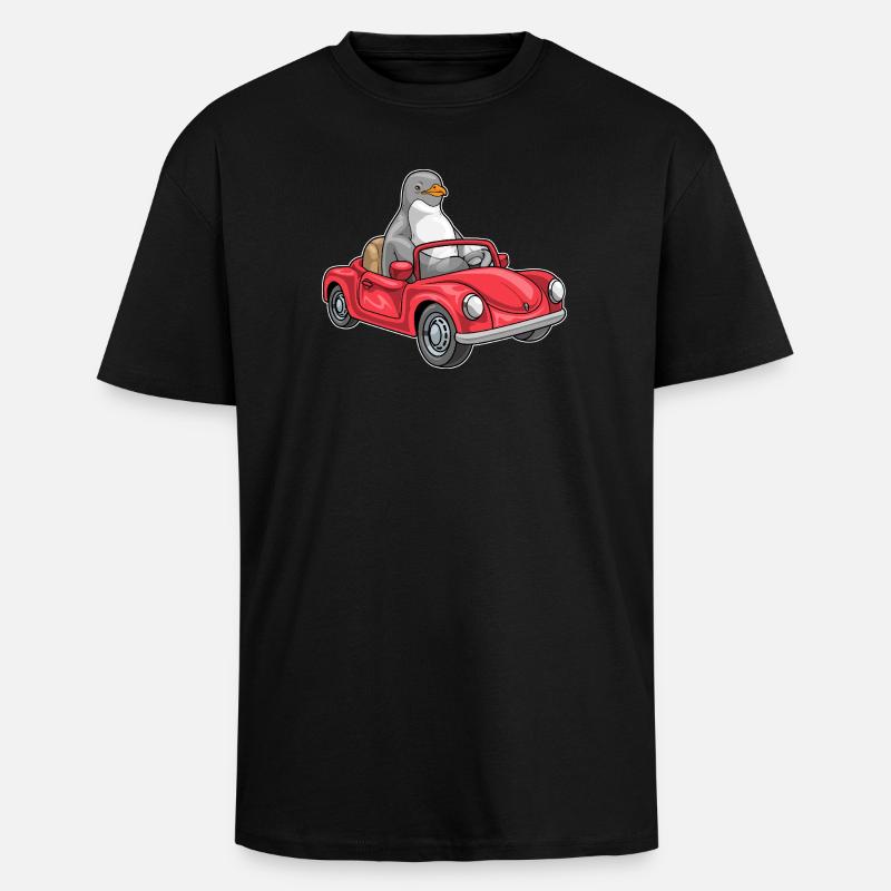 Pinguin Auto - Oversized Heavyweight Unisex T-Shirt - Schwarz