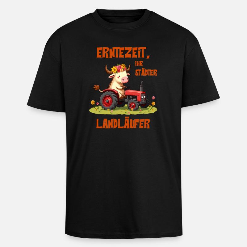 Erntezeit Landläufer - Oversized Heavyweight Unisex T-Shirt - Schwarz