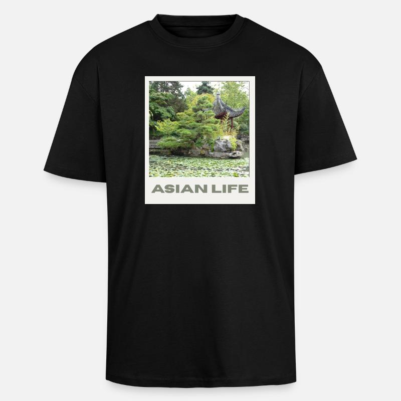 Asiatischer Gartensee Zen - Oversized Heavyweight Unisex T-Shirt - Schwarz