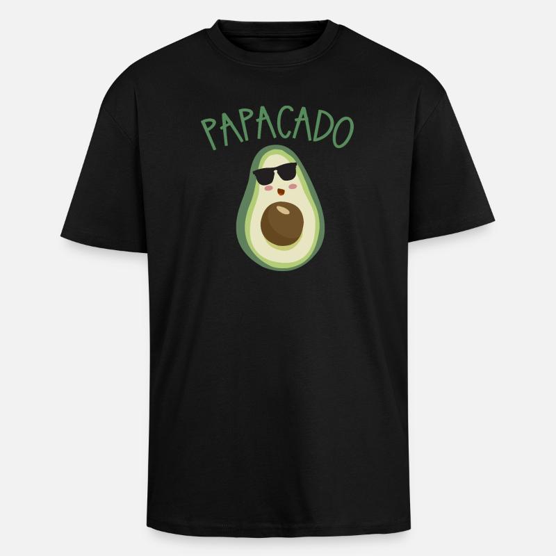 PAPACADO avocat avec lunettes de soleil - T-shirt unisexe oversize épais - noir