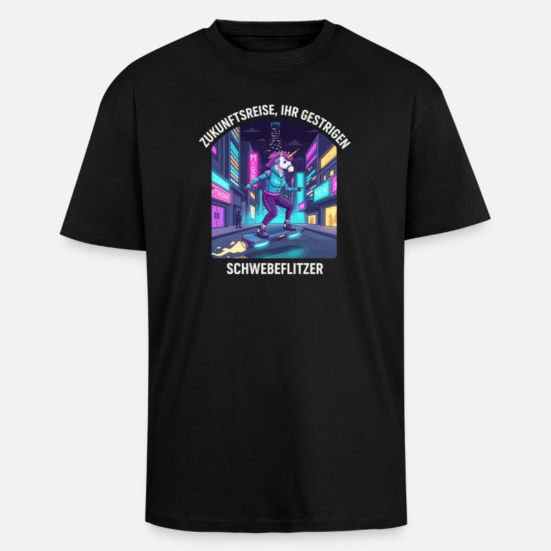 Zukunftseinhorn - Oversized Heavyweight Unisex T-Shirt - Schwarz
