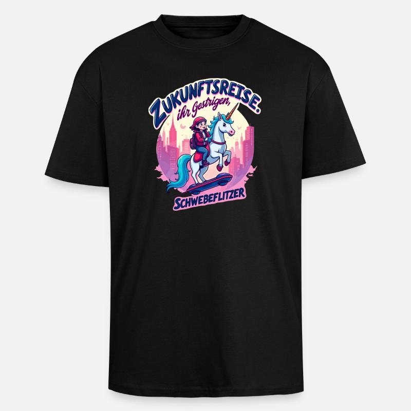Zukunftritt mit Einhorn - Oversized Heavyweight Unisex T-Shirt - Schwarz