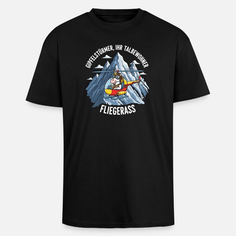 Einhorn-Pilot - Oversized Heavyweight Unisex T-Shirt - Schwarz