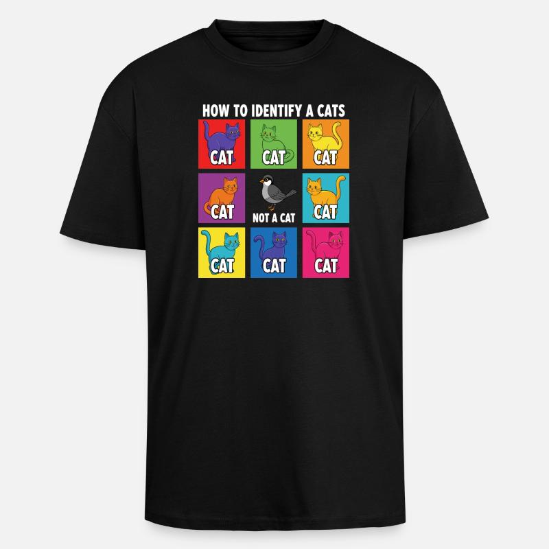 Cat Identification Guide - Unisex Oversized Heavyweight T-shirt - black