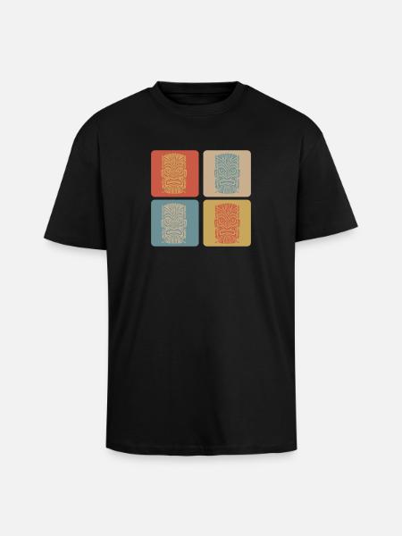 Tiki Mask - Unisex Oversized Heavyweight T-shirt - black