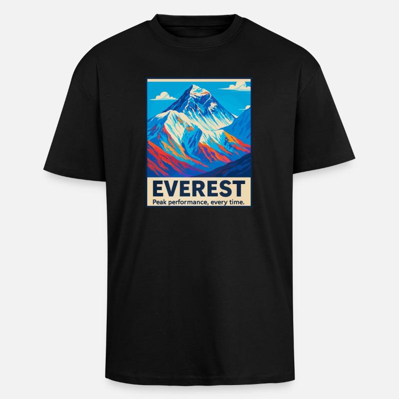 Everest – Peak Performance - Oversized Heavyweight Unisex T-Shirt - Schwarz
