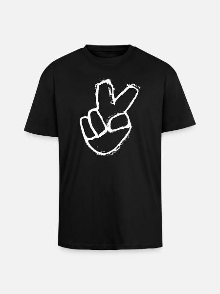 Victory Sign - Peace and Peace - Unisex Oversized Heavyweight T-shirt - black