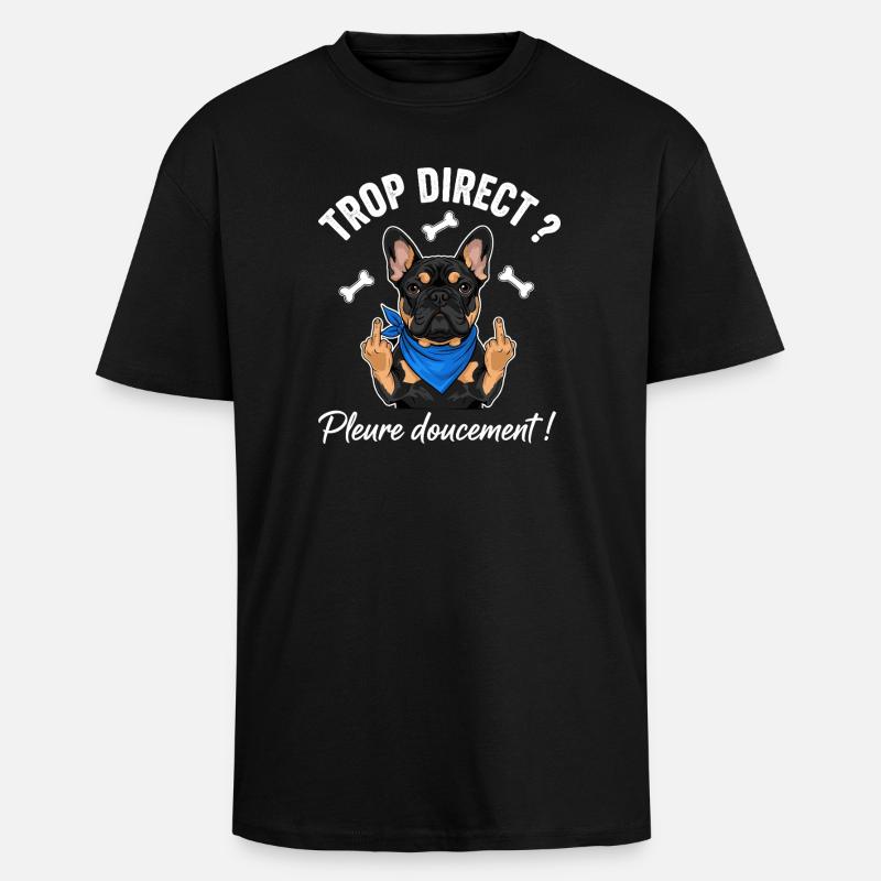 Bouledogue français cool - T-shirt unisexe oversize épais - noir