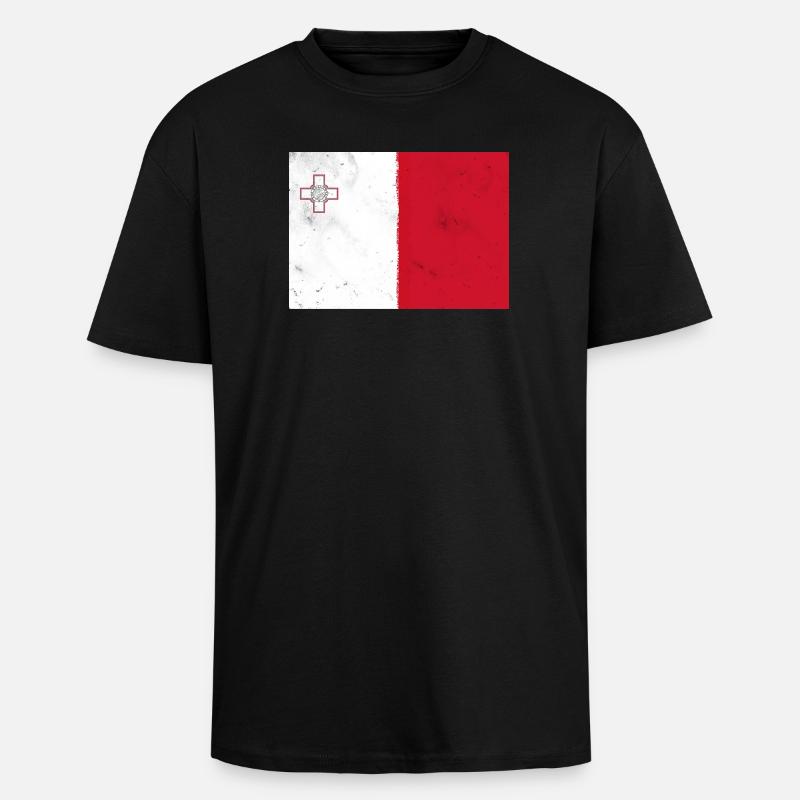 Flagge von Malta - Oversized Heavyweight Unisex T-Shirt - Schwarz