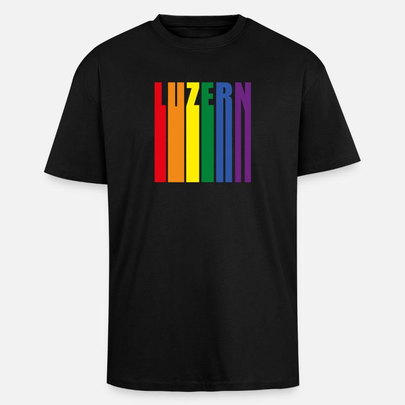 Lucerne Switzerland Rainbow Pride Gift - Unisex Oversized Heavyweight T-shirt - black