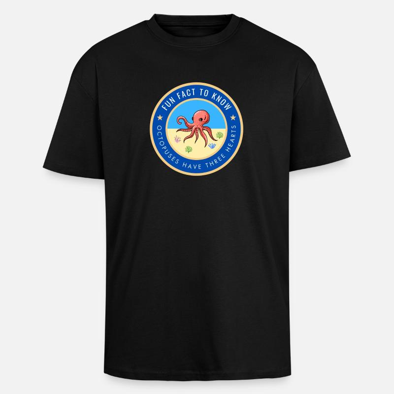 Octopuses have three hearts - Unisex Oversized Heavyweight T-shirt - black