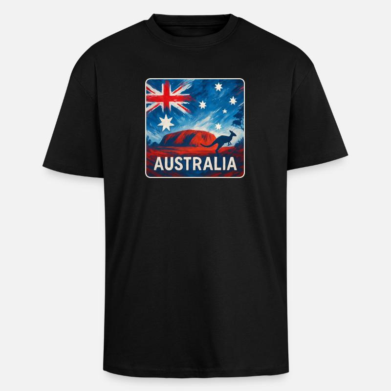 Conception de l’Outback australien - T-shirt unisexe oversize épais - noir