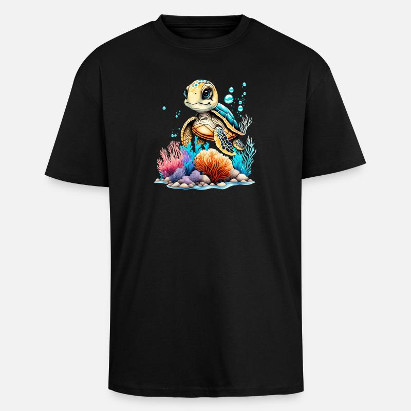 Lebendige Unterwasser-Schildkrötenszene - Oversized Heavyweight Unisex T-Shirt - Schwarz