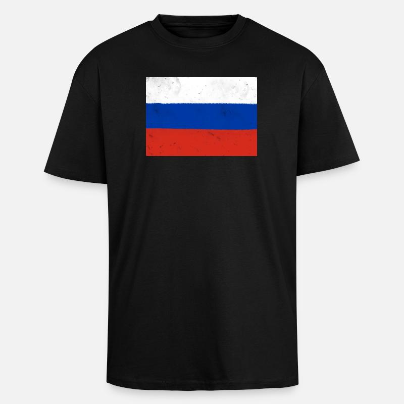 Drapeau de la Russie - T-shirt unisexe oversize épais - noir