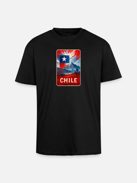 Chile Travel Art - Unisex Oversized Heavyweight T-shirt - black
