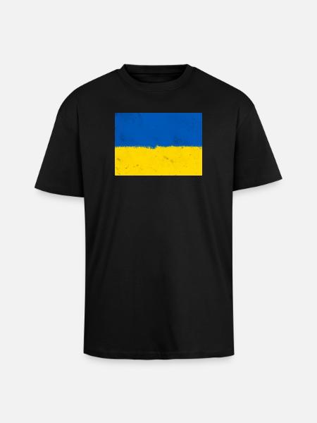 Flag of Ukraine - Unisex Oversized Heavyweight T-shirt - black