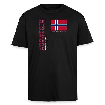 Nordkap - Oversized Heavyweight Unisex T-Shirt - Schwarz - Vorne - Alina (178cm) & Michal (187cm)
